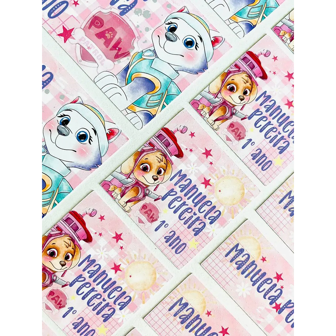 Arquivo de Corte Etiqueta Escolar Patrulha Canina 2