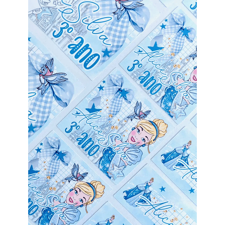 Arquivo de Corte Etiqueta Escolar Cinderela 1