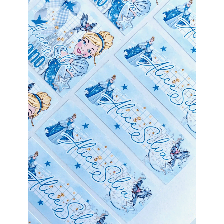 Arquivo de Corte Etiqueta Escolar Cinderela 2