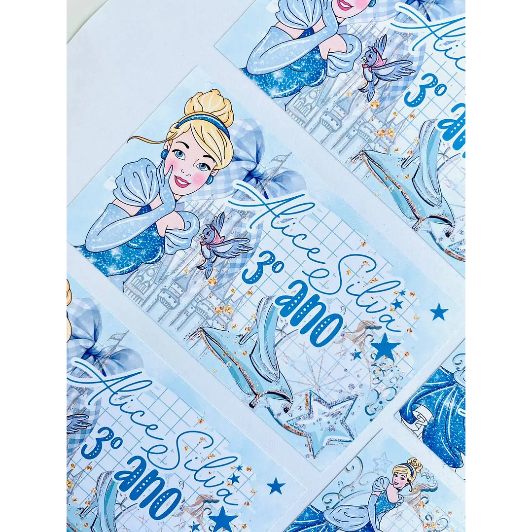 Arquivo de Corte Etiqueta Escolar Cinderela 3