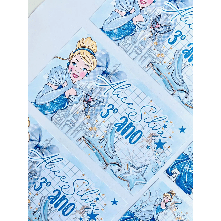 Arquivo de Corte Etiqueta Escolar Cinderela 3