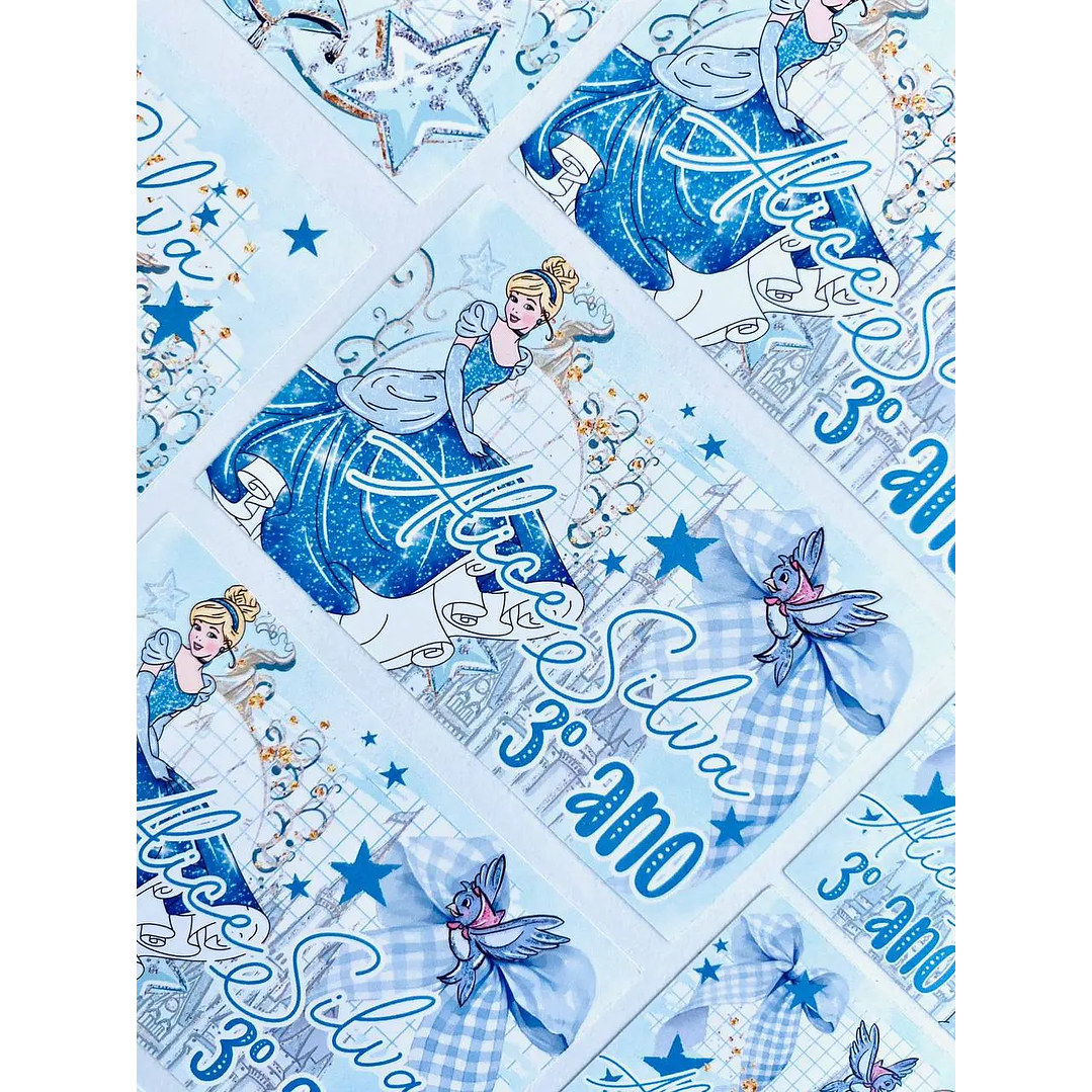 Arquivo de Corte Etiqueta Escolar Cinderela 4