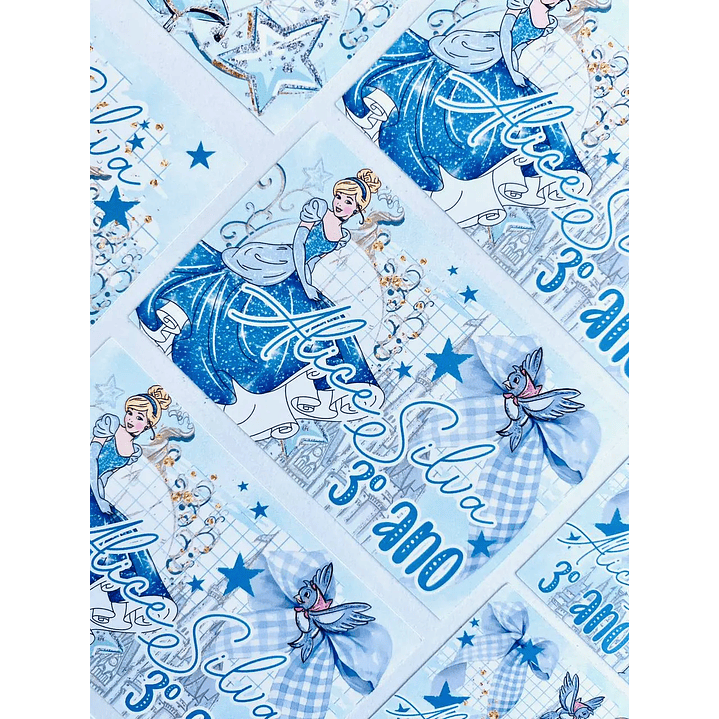 Arquivo de Corte Etiqueta Escolar Cinderela 4