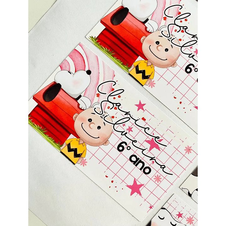 Arquivo de Corte Etiqueta Escolar Snoopy 1