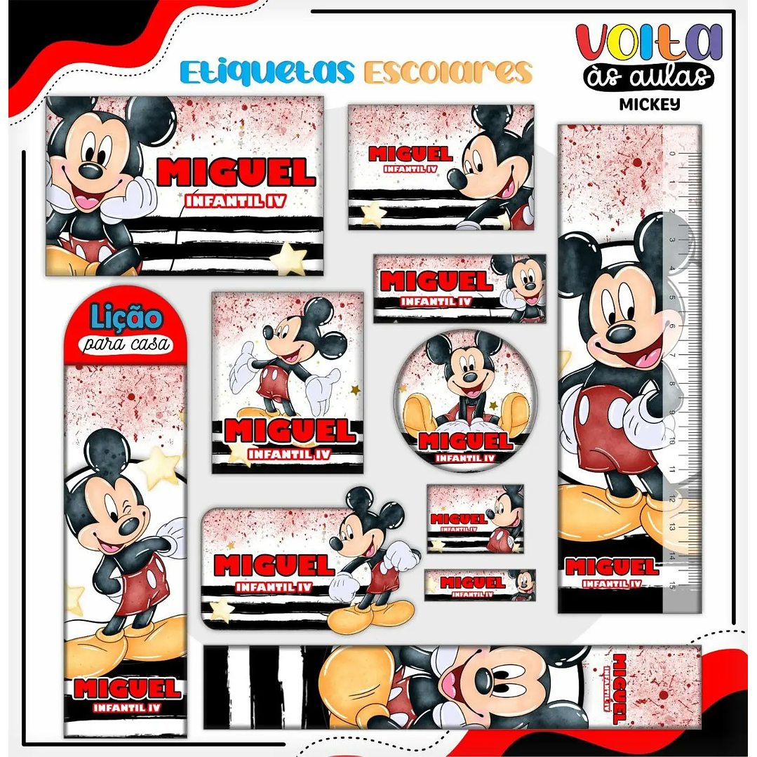 Arquivo de Corte Etiqueta Escolar Mickey  1
