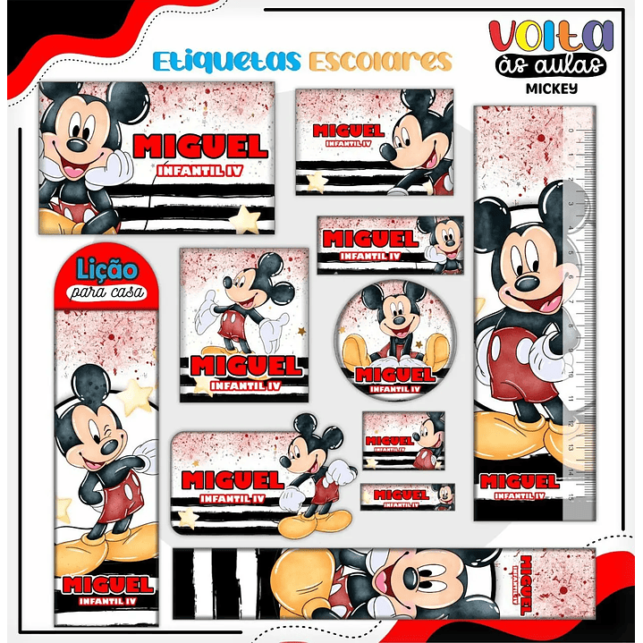 Arquivo de Corte Etiqueta Escolar Mickey  1