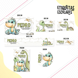 Arquivo de Corte Etiqueta Escolar Dinossauro Cute