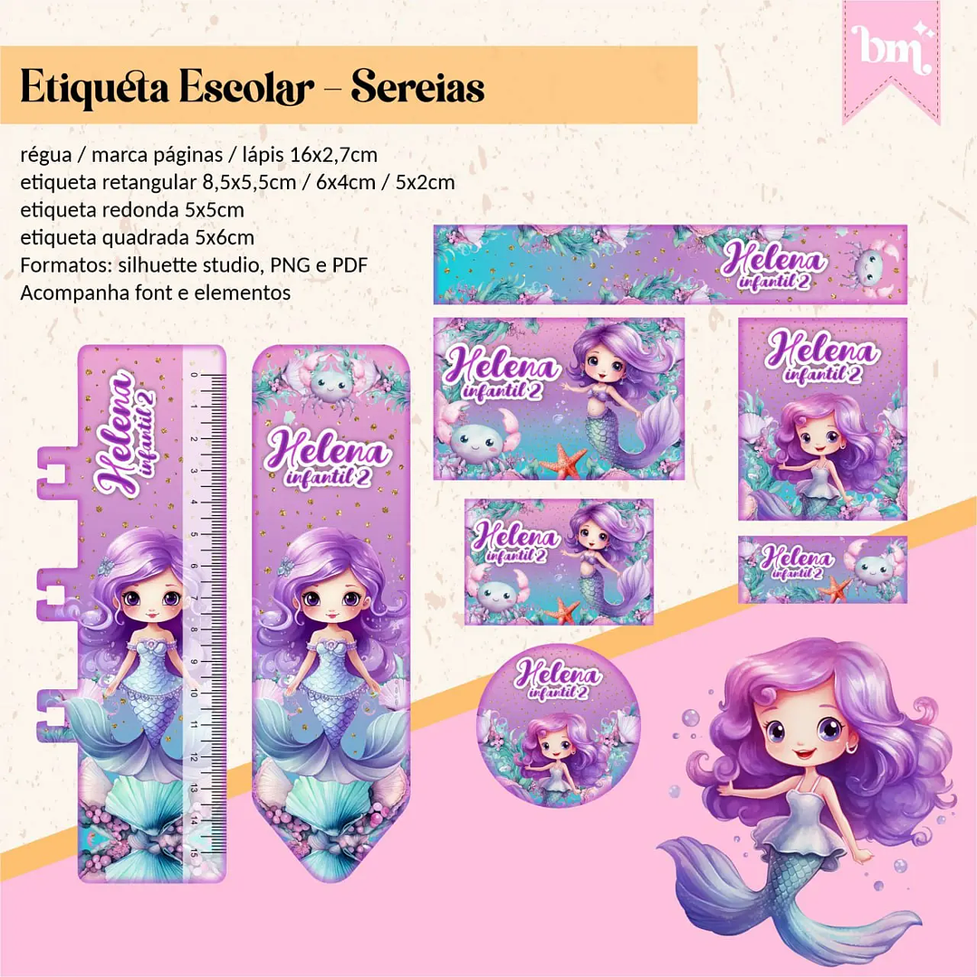 Archivo de corte de etiqueta de la escuela de sirenas 1