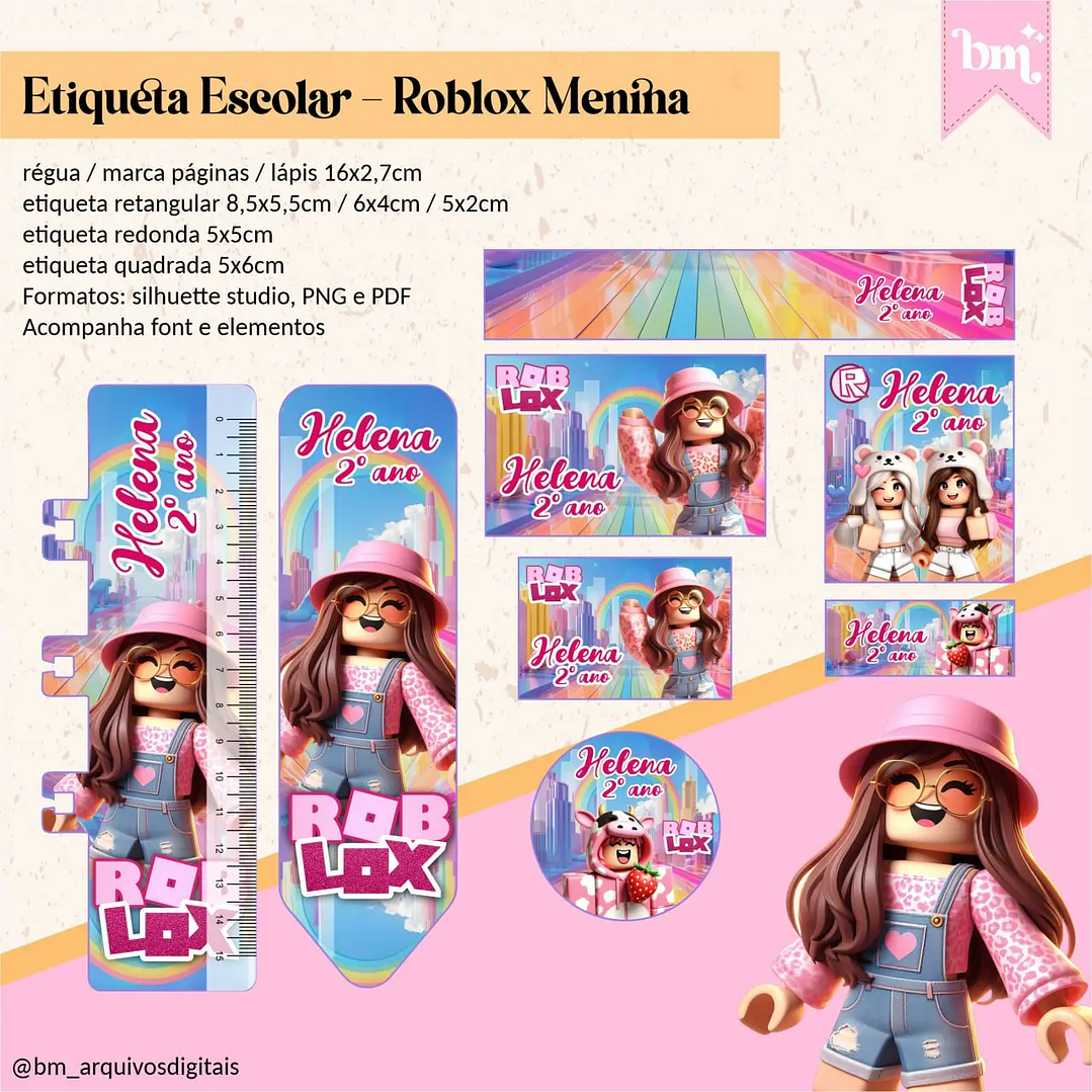 Arquivo de Corte Etiqueta Escolar Roblox 1