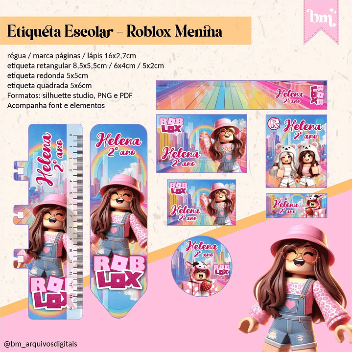 Arquivo de Corte Etiqueta Escolar Roblox 1