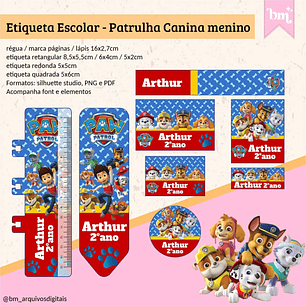 Arquivo de Corte Etiqueta Escolar Patrulha Canina 