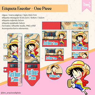 Arquivo de Corte Etiqueta Escolar One Piece 