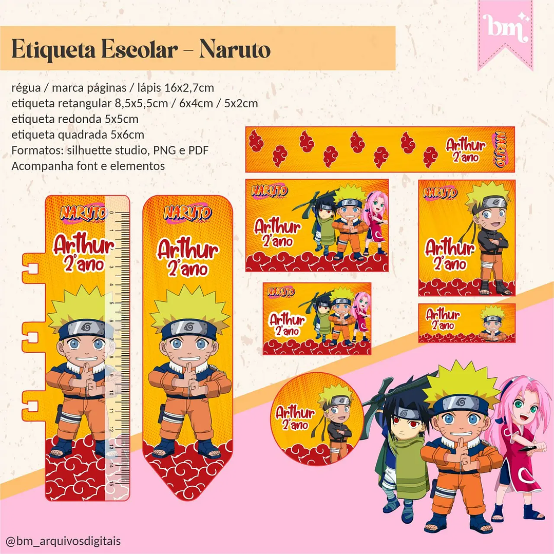 Arquivo de Corte Etiqueta Escolar Naruto 1