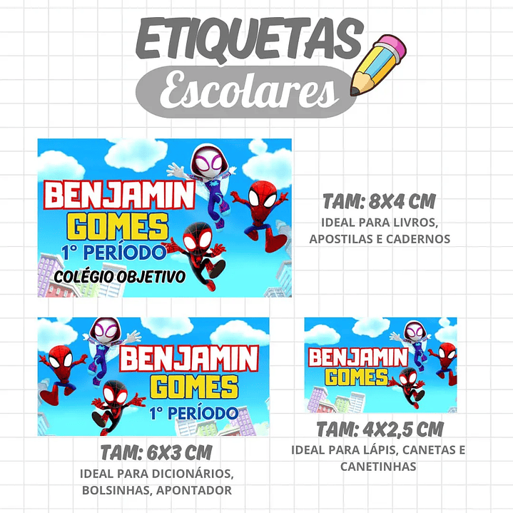 Arquivo de Corte Etiqueta Escolar Spidey e seus Amigos 1