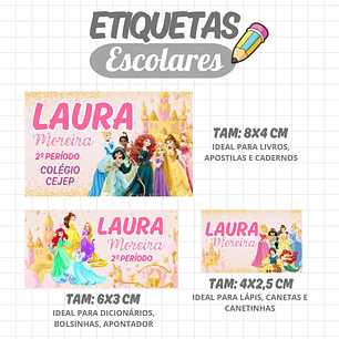 Arquivo de Corte Etiqueta Escolar Princesas Disney