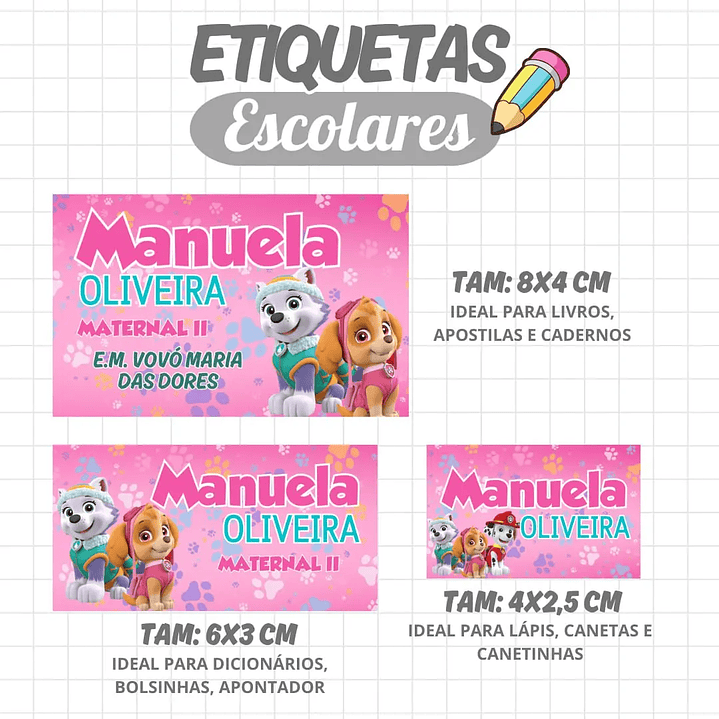 Arquivo de Corte Etiqueta Escolar Patrulha Canina 1