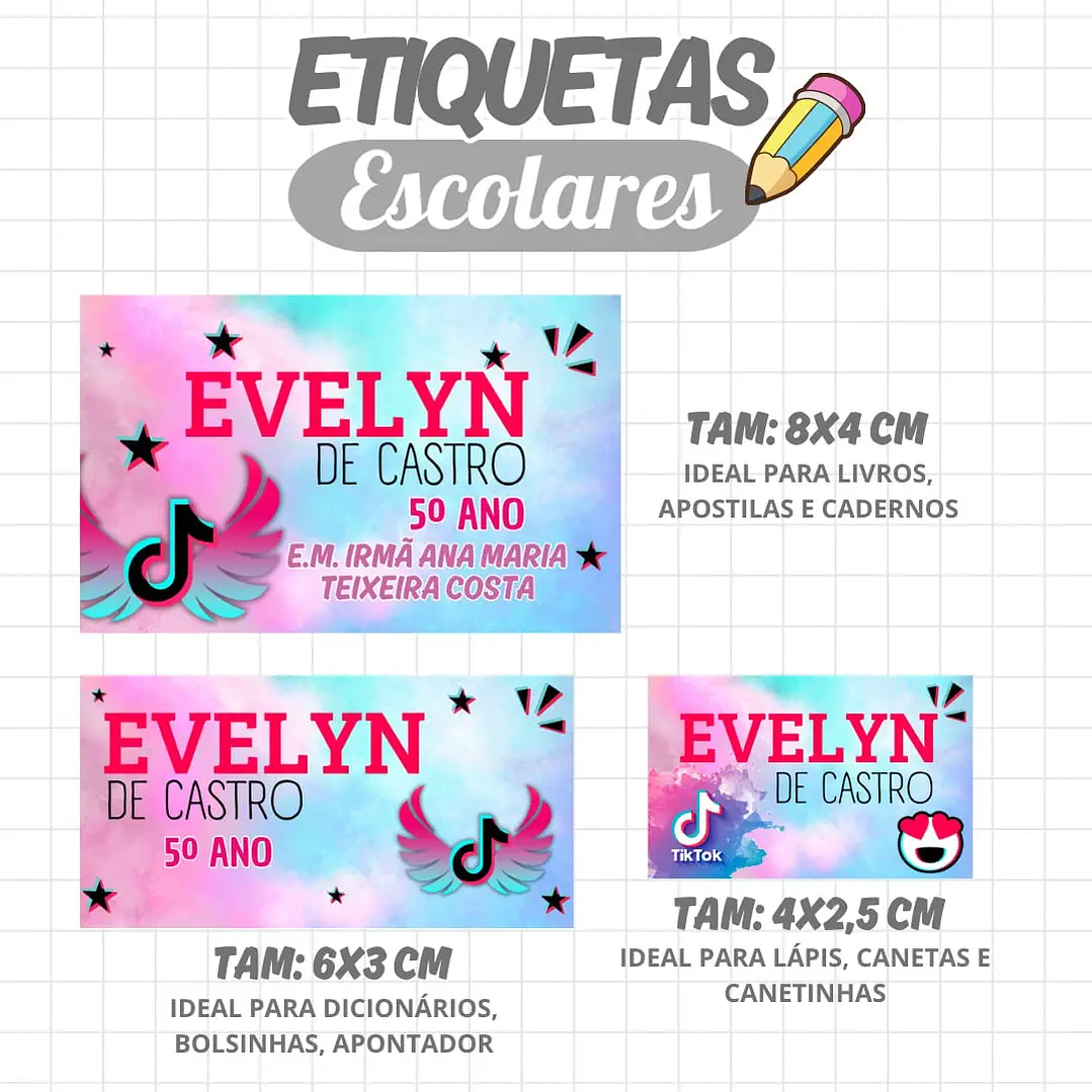 Arquivo de Corte Etiqueta Escolar tiktok 1