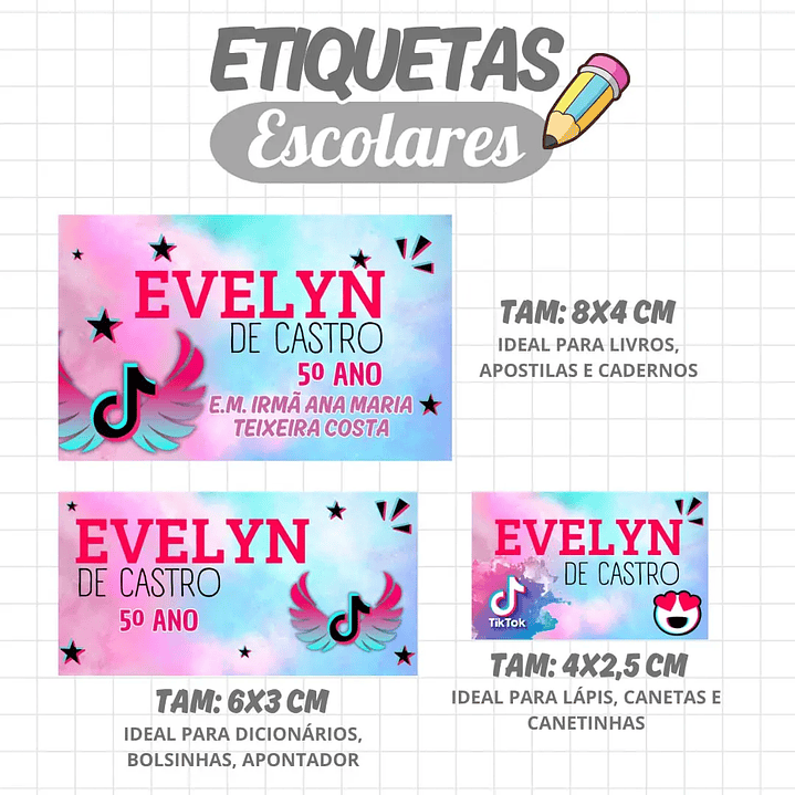Arquivo de Corte Etiqueta Escolar tiktok 1