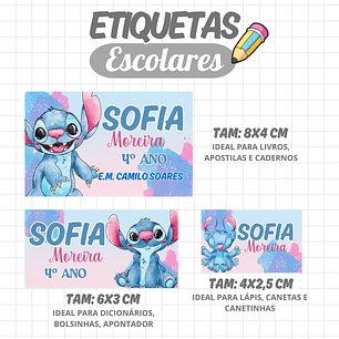 Arquivo de Corte Etiqueta Escolar Stitch