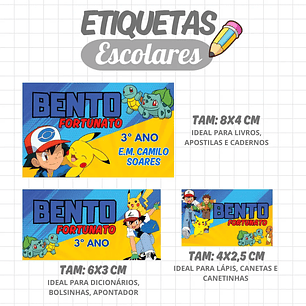 Arquivo Digital Etiqueta Escolar Pokémon  (arquivo em PNG) 
