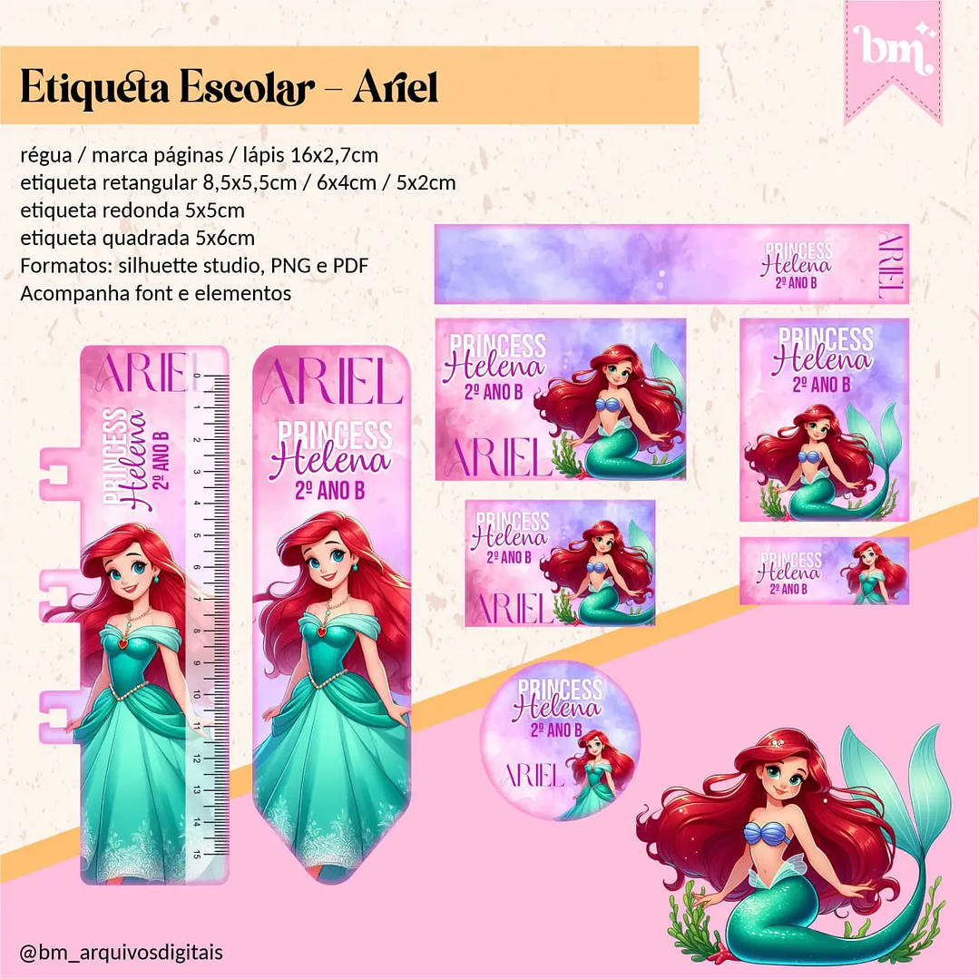 Arquivo de Corte Etiqueta Escolar Ariel 1