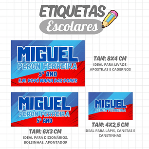 Arquivo Digital Etiqueta Escolar Azul e Vermelho (arquivo em PNG)