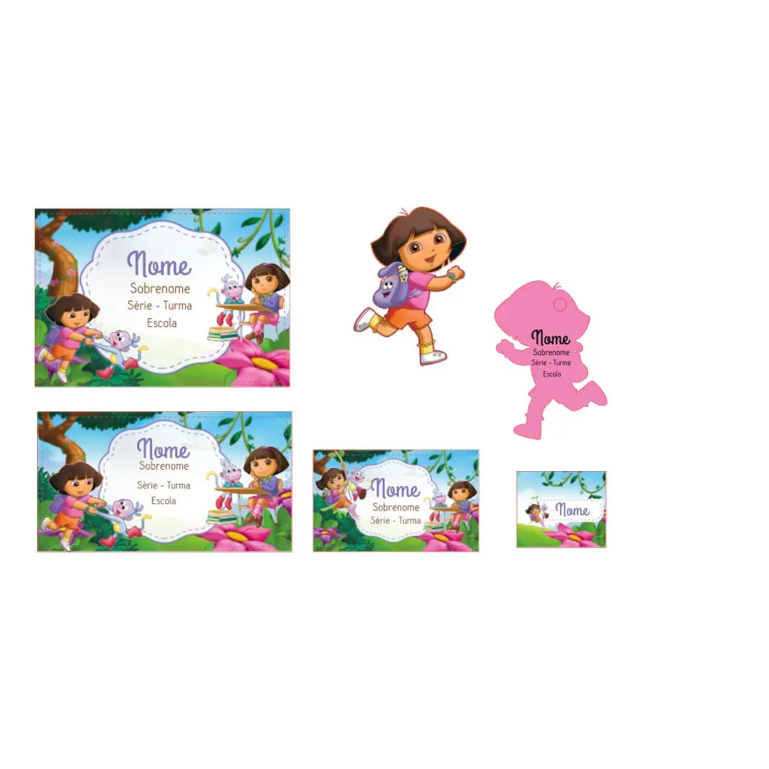 Arquivo de Corte Etiqueta Escolar Dora Aventureira 1