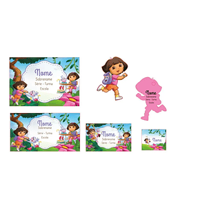 Arquivo de Corte Etiqueta Escolar Dora Aventureira