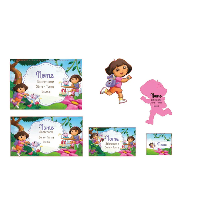 Arquivo de Corte Etiqueta Escolar Dora Aventureira 1
