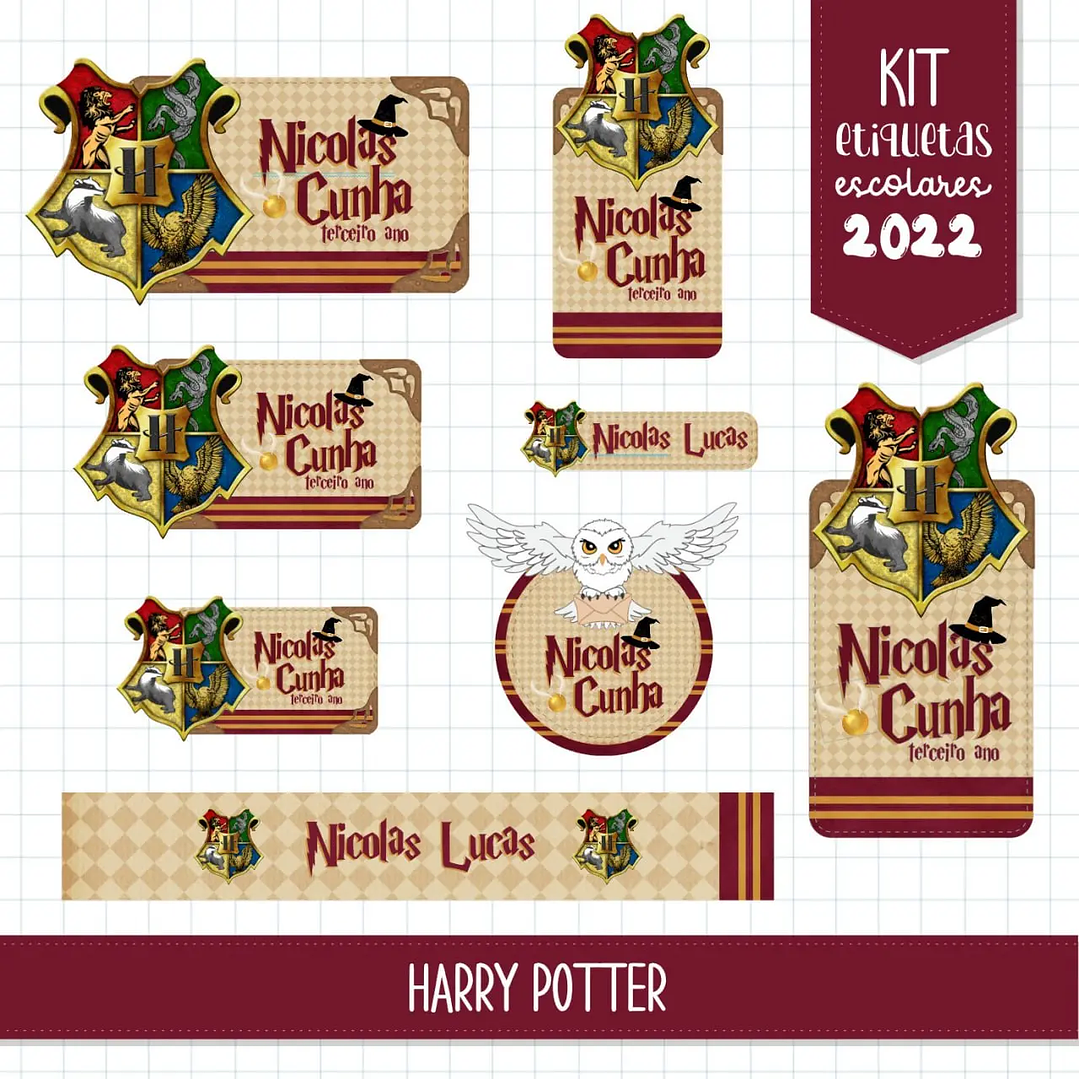 Arquivo de Corte Etiqueta Escolar Harry Potter 1