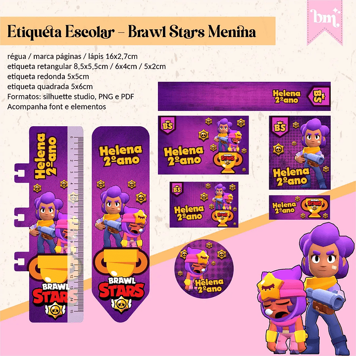 Arquivo de Corte Etiqueta Escolar Brawl Stars 1