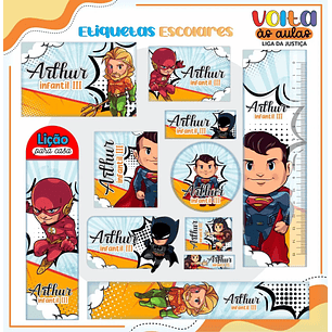 Arquivo de Corte Etiqueta Escolar Liga da Justiça