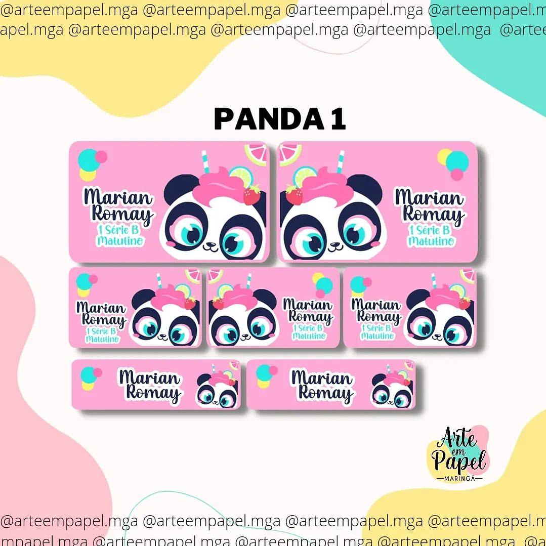 Arquivo de Corte Etiqueta Escolar Panda 1