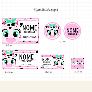 Arquivo de Corte Etiqueta Escolar Vaquinha