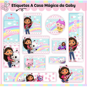 Arquivo de Corte Etiqueta Escolar A Casa Magica da Gabby