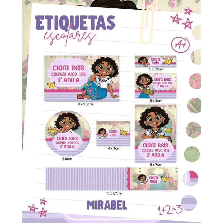 Arquivo de Corte Etiqueta Escolar Mirabel 1
