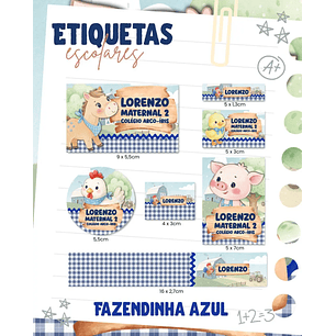 Arquivo de Corte Etiqueta Escolar Fazendinha Menino