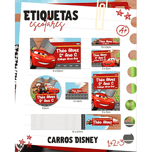 Arquivo de Corte Etiqueta Escolar Carros