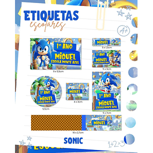 Arquivo de Corte Etiqueta Escolar Sonic