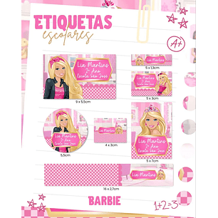 Arquivo de Corte Etiqueta Escolar  Barbie