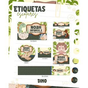 Arquivo de Corte Etiqueta Escolar Dino