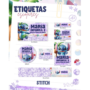 Arquivo de Corte Etiqueta Escolar Stitch