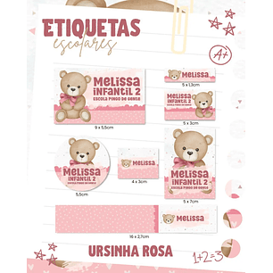 Arquivo de Corte Etiqueta Escolar Ursinha