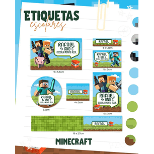 Arquivo de Corte Etiqueta Escolar Minecraft
