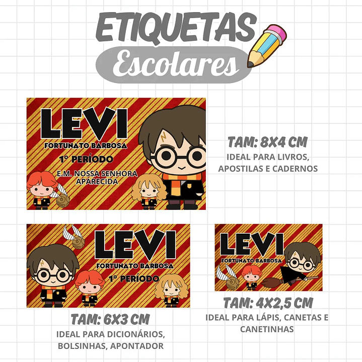 Arquivo de Corte Etiqueta Escolar Harry Potter 1