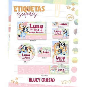 Arquivo de Corte Etiqueta Escolar Bluey