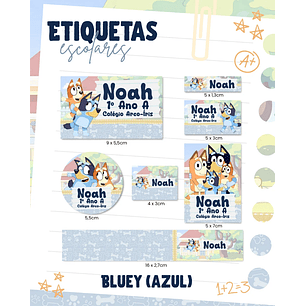 Arquivo de Corte Etiqueta Escolar Bluey