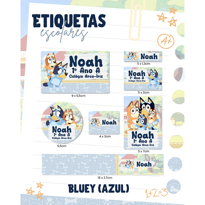 Arquivo de Corte Etiqueta Escolar Bluey 1