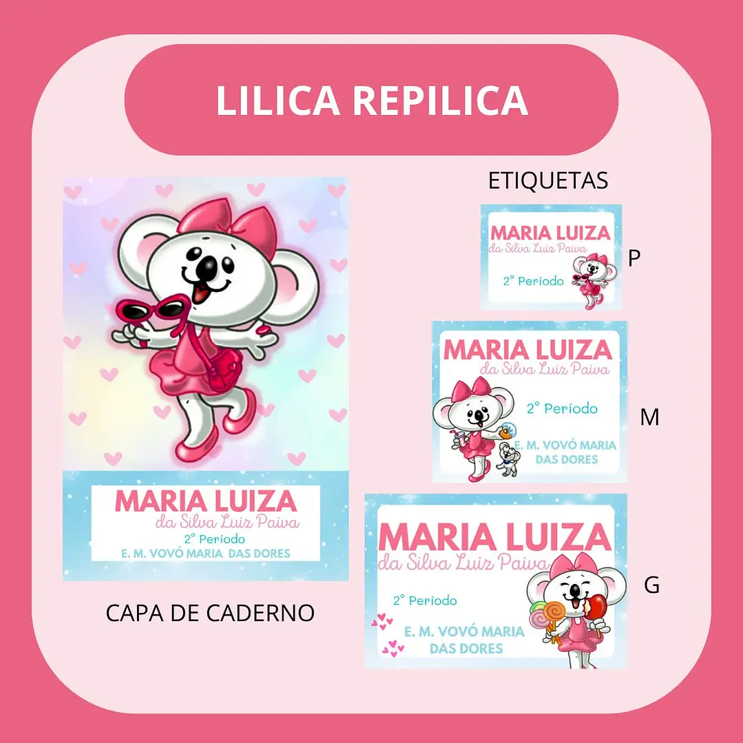Arquivo de Corte Etiqueta Escolar Lilica Ripilica 1