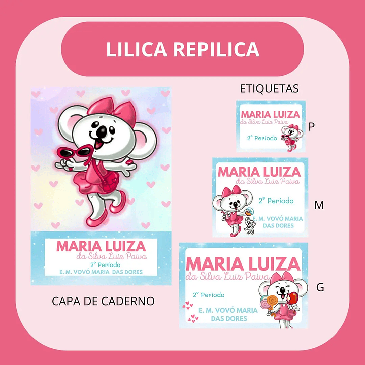 Arquivo de Corte Etiqueta Escolar Lilica Ripilica 1